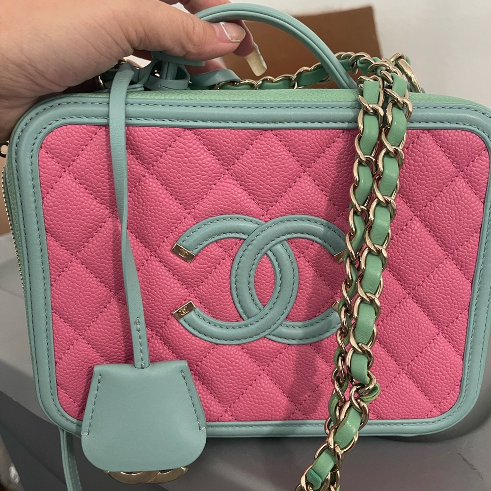 Chanel Pink and Green Quilted Bag